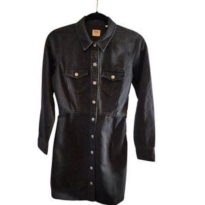 LEVIS ELLIE DENIM DRESS BLACK, LONG SLEEVE, BTTON FRONT, SIZE XS TRUE TO SIZE